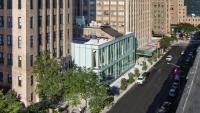 Columbia Alumni Auditorium aerial view with VP&S Building and Black Building.